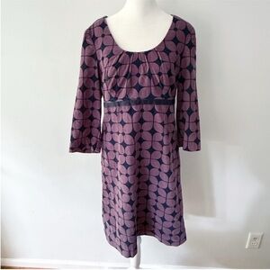 Boden Women Corduroy Geometric Dress Size 6 Classic Retro Casual Modest Mod